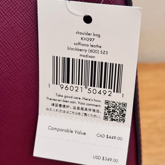 NWT Kate Spade Madison Convertible Shoulder Bag Crossbody BlackBerry - Picture 3 of 8